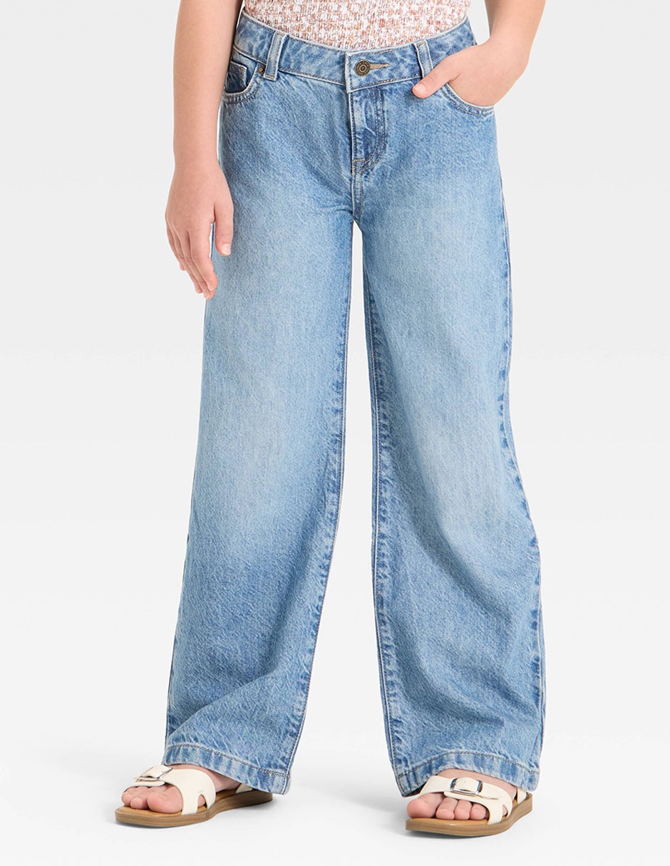 Jeans slim deslavado para niña Jeans slim deslavado para niña