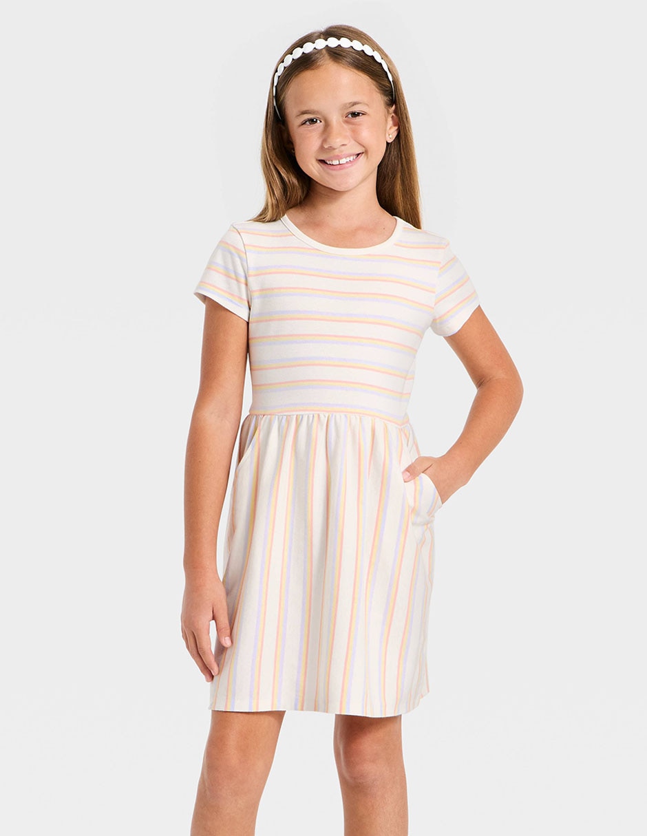Vestido manga corta para niña