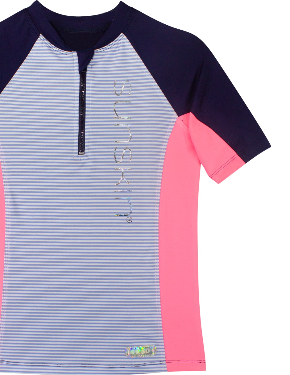 Wetshirt Sunskin estampado a rayas para niña
