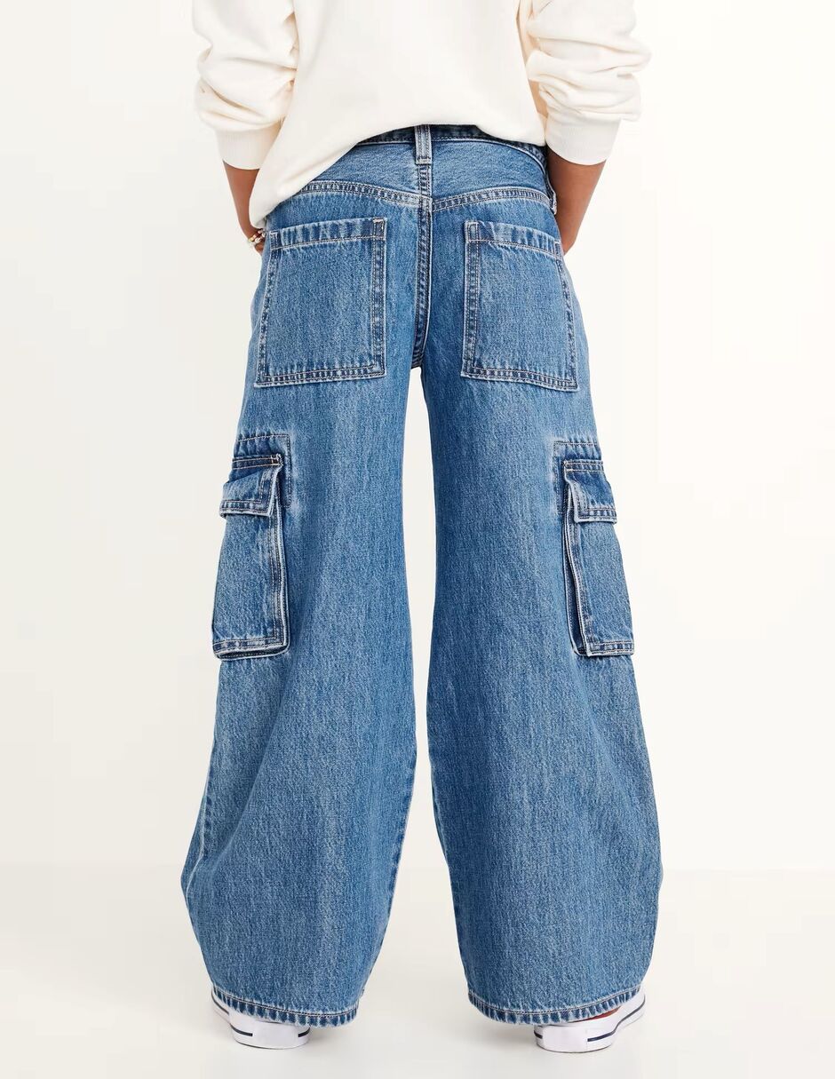 Jeans baggy lavado obscuro para niña 4