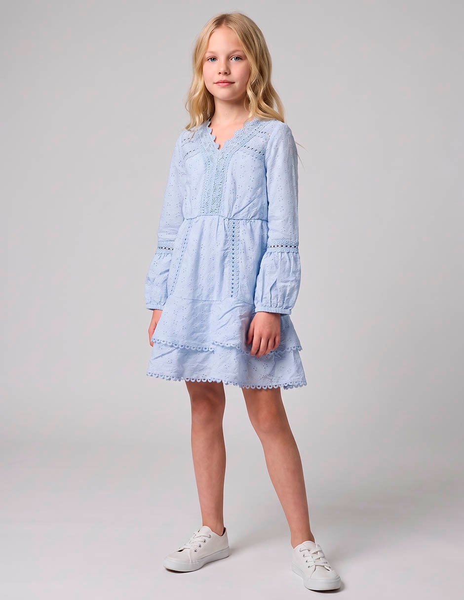 Vestido manga larga para niña