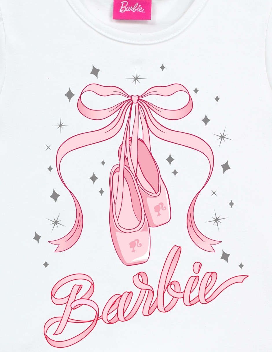 Playera Barbie manga corta para niña