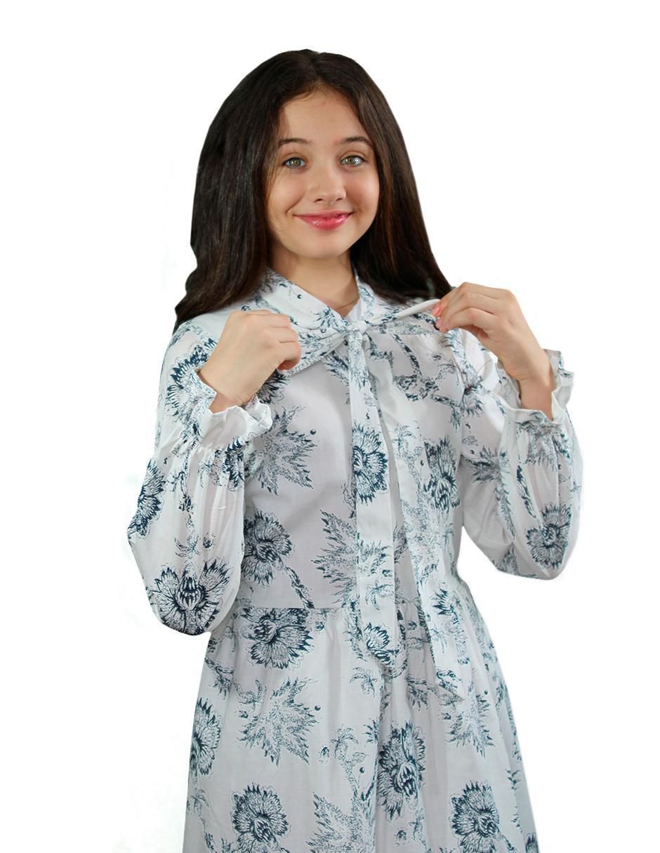 Vestido Flor Marino manga amplia para niña