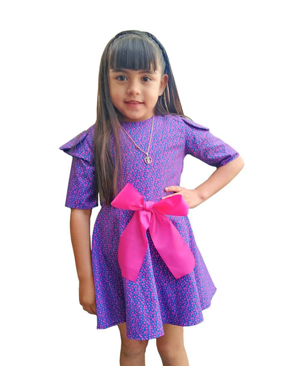Vestido Flor Maple manga tulipán para niña