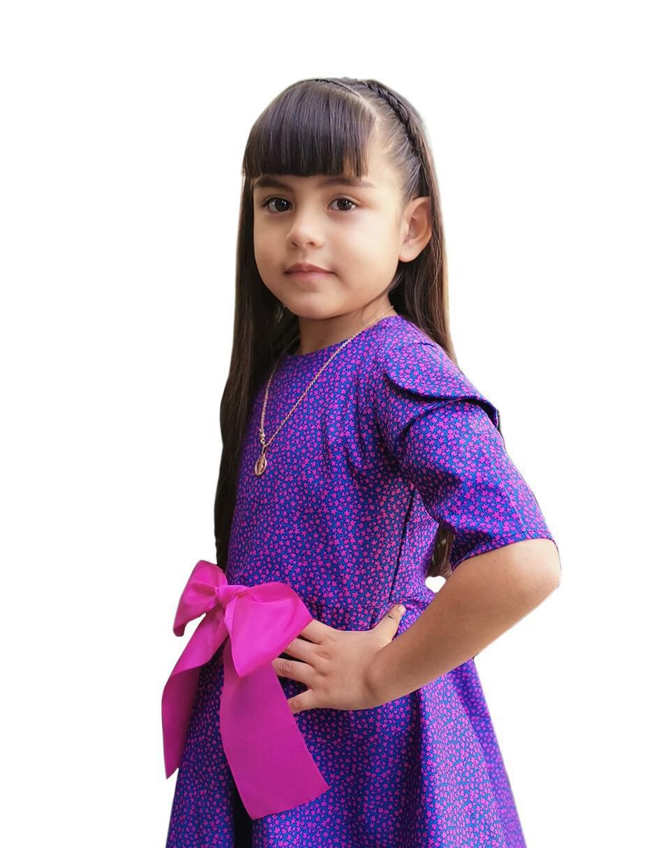 Vestido Flor Maple manga tulipán para niña