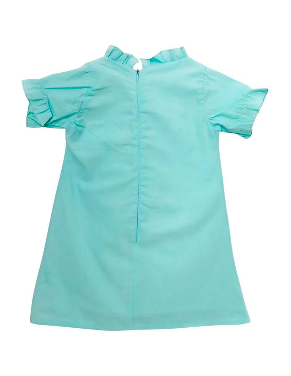Vestido manga con pliegues para niña