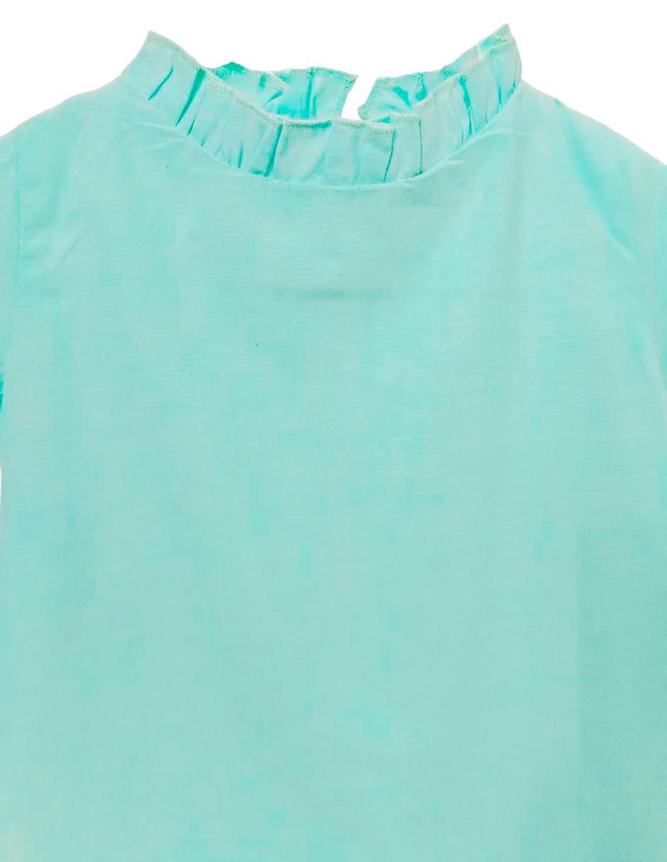 Vestido manga con pliegues para niña