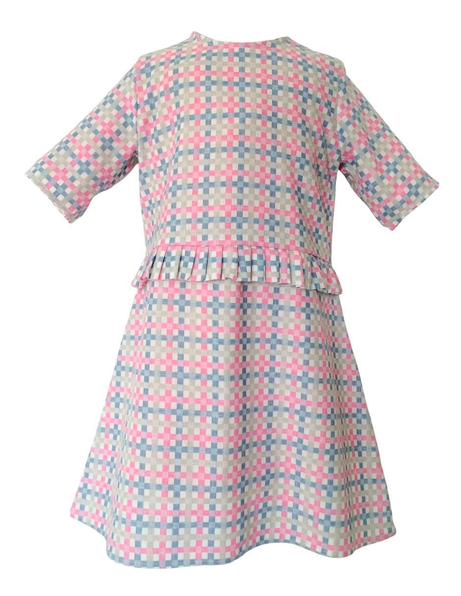 Vestido Cuadros Pastel manga regular para niña Vestido Cuadros Pastel manga regular para niña