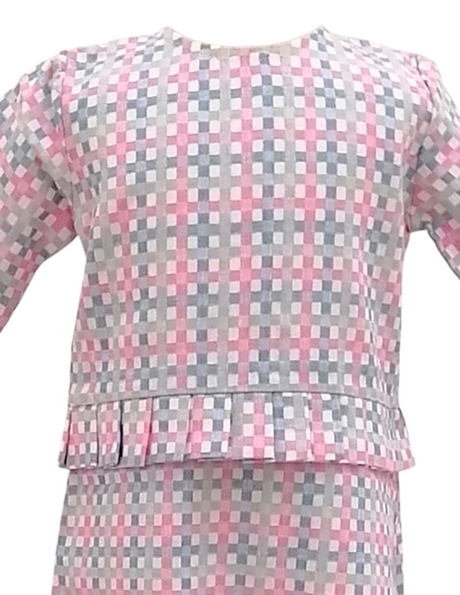 Vestido Cuadros Pastel manga regular para niña 2