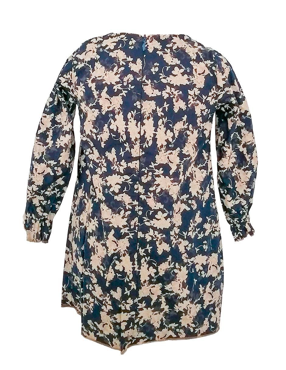 Vestido Flor Beige manga con puño para niña