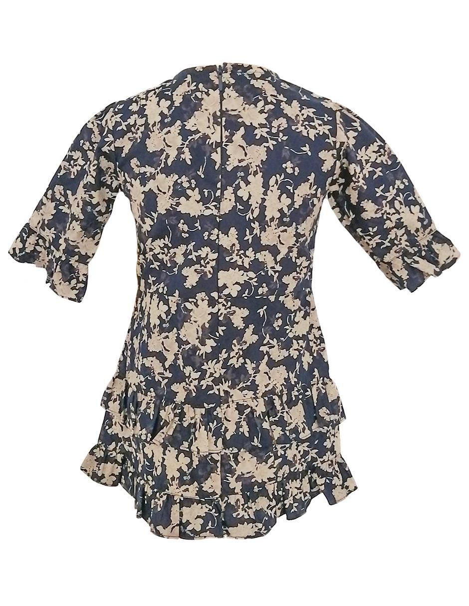Vestido Flor Beige manga regular para niña