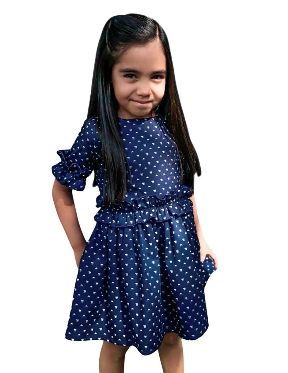 Vestido Delfines y Gatitos manga regular para niña