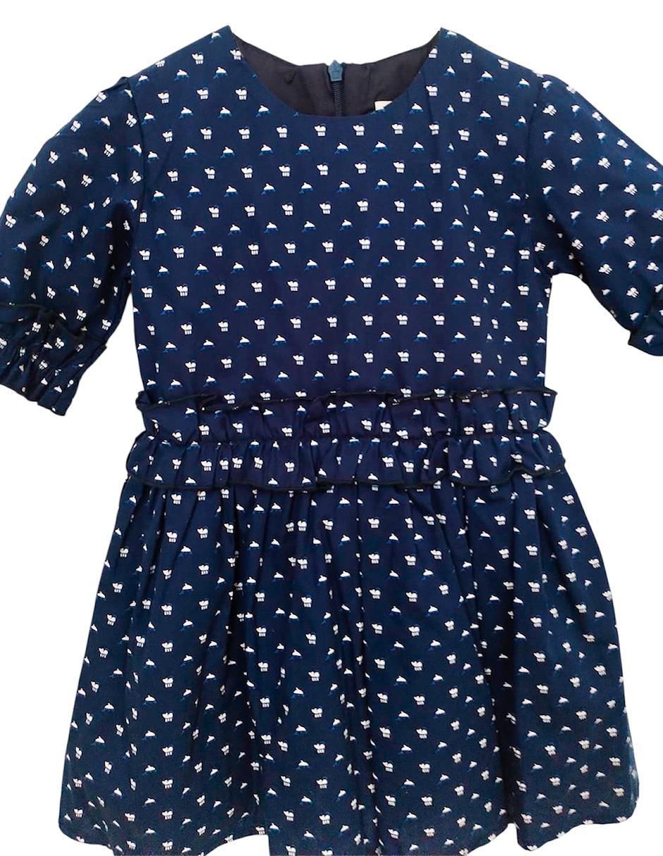 Vestido Delfines y Gatitos manga regular para niña