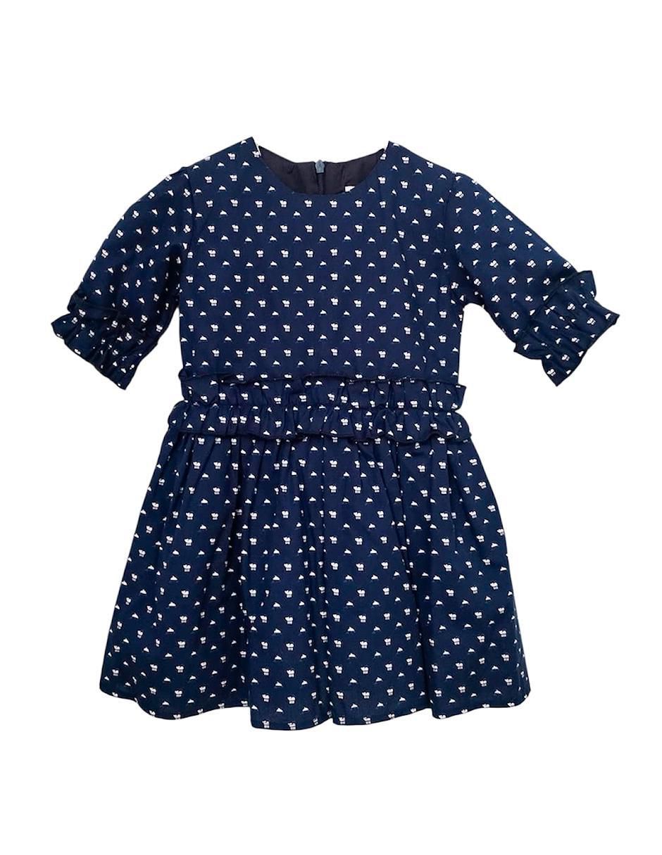 Vestido Delfines y Gatitos manga regular para niña