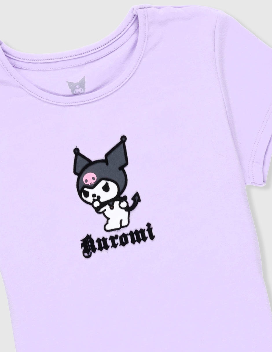 Playera Hello Kitty Kuromi manga corta para niña