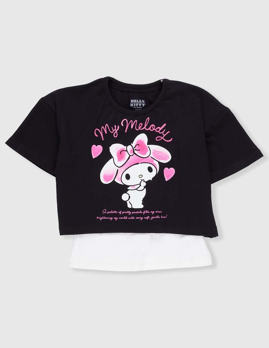 Playera Hello Kitty My Melody Sanrio manga corta para niña