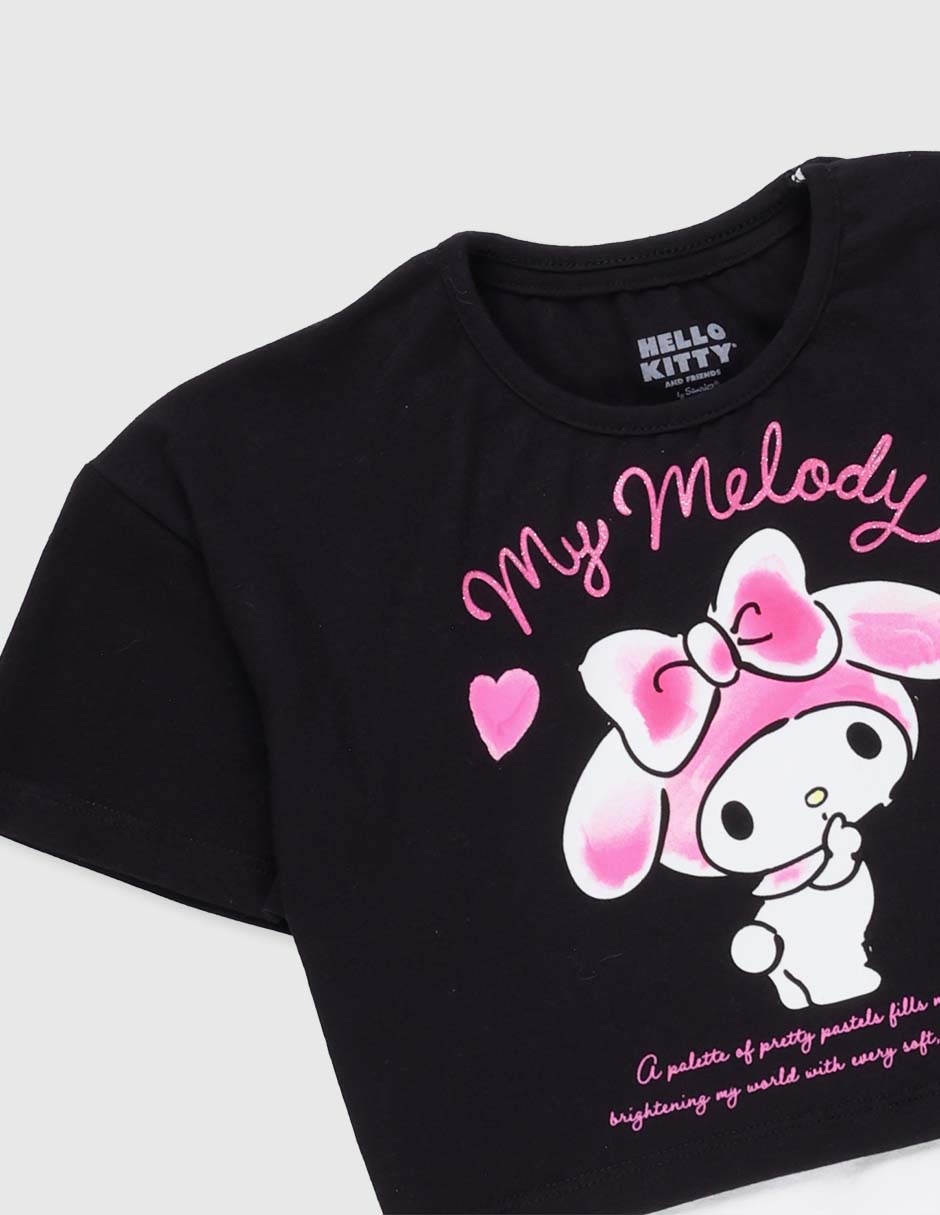 Playera Hello Kitty My Melody Sanrio manga corta para niña