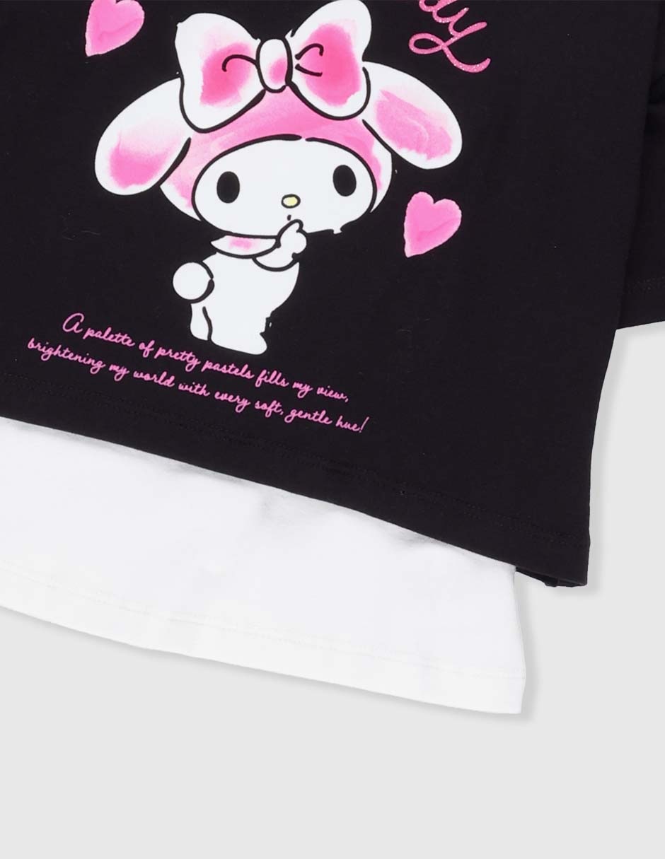 Playera Hello Kitty My Melody Sanrio manga corta para niña
