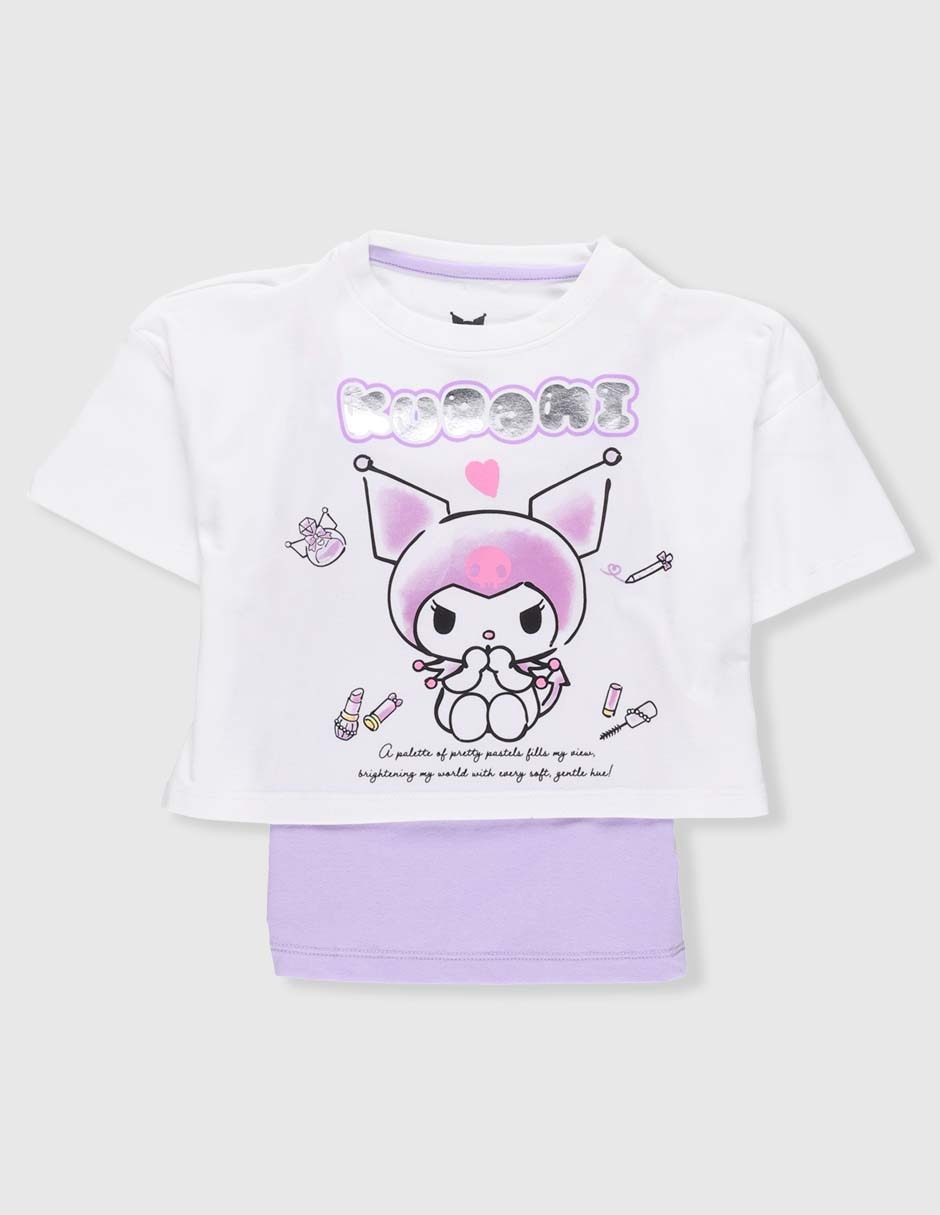 Playera Hello Kitty Kuromi manga corta para niña