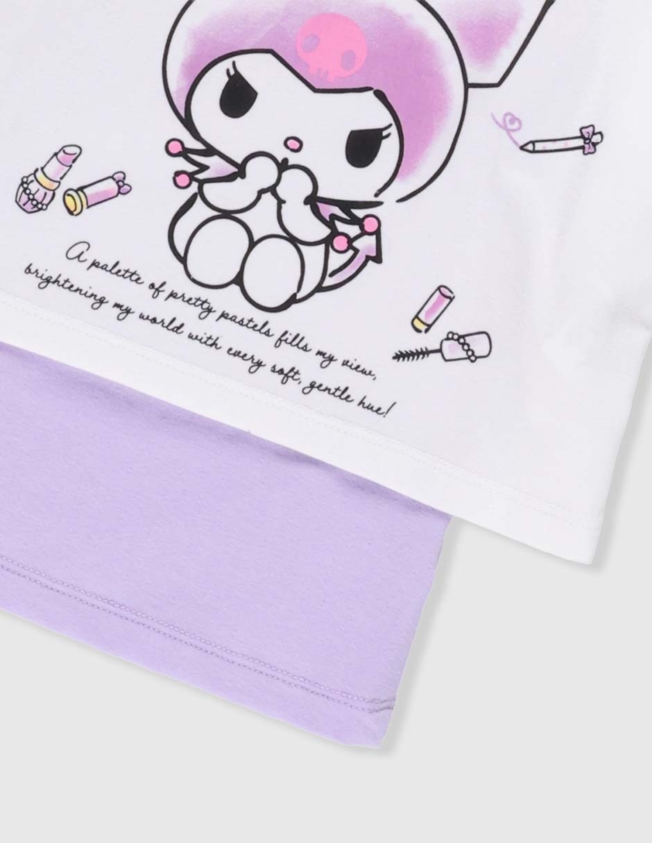 Playera Hello Kitty Kuromi manga corta para niña