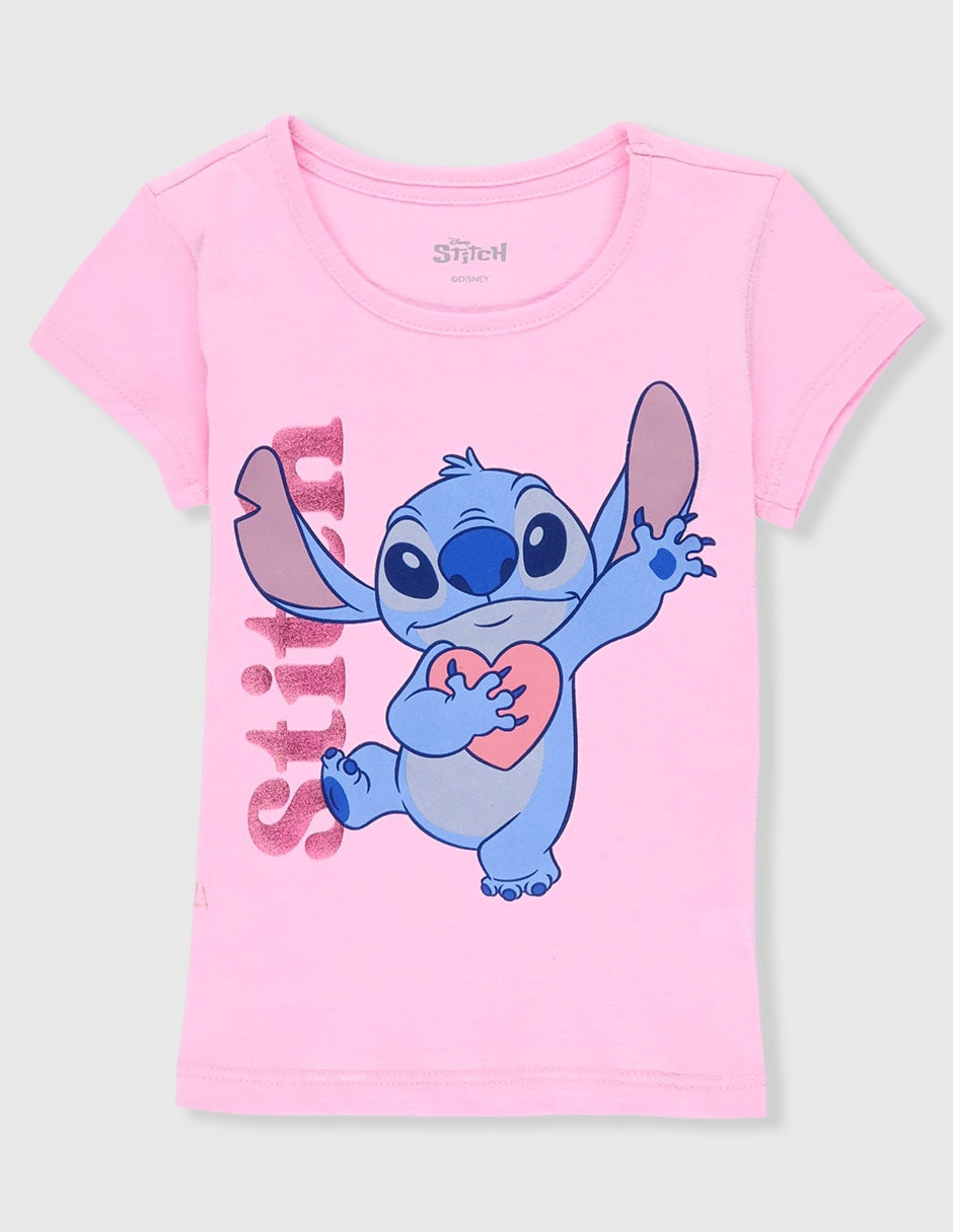 Playera Disney Stitch manga corta para niña