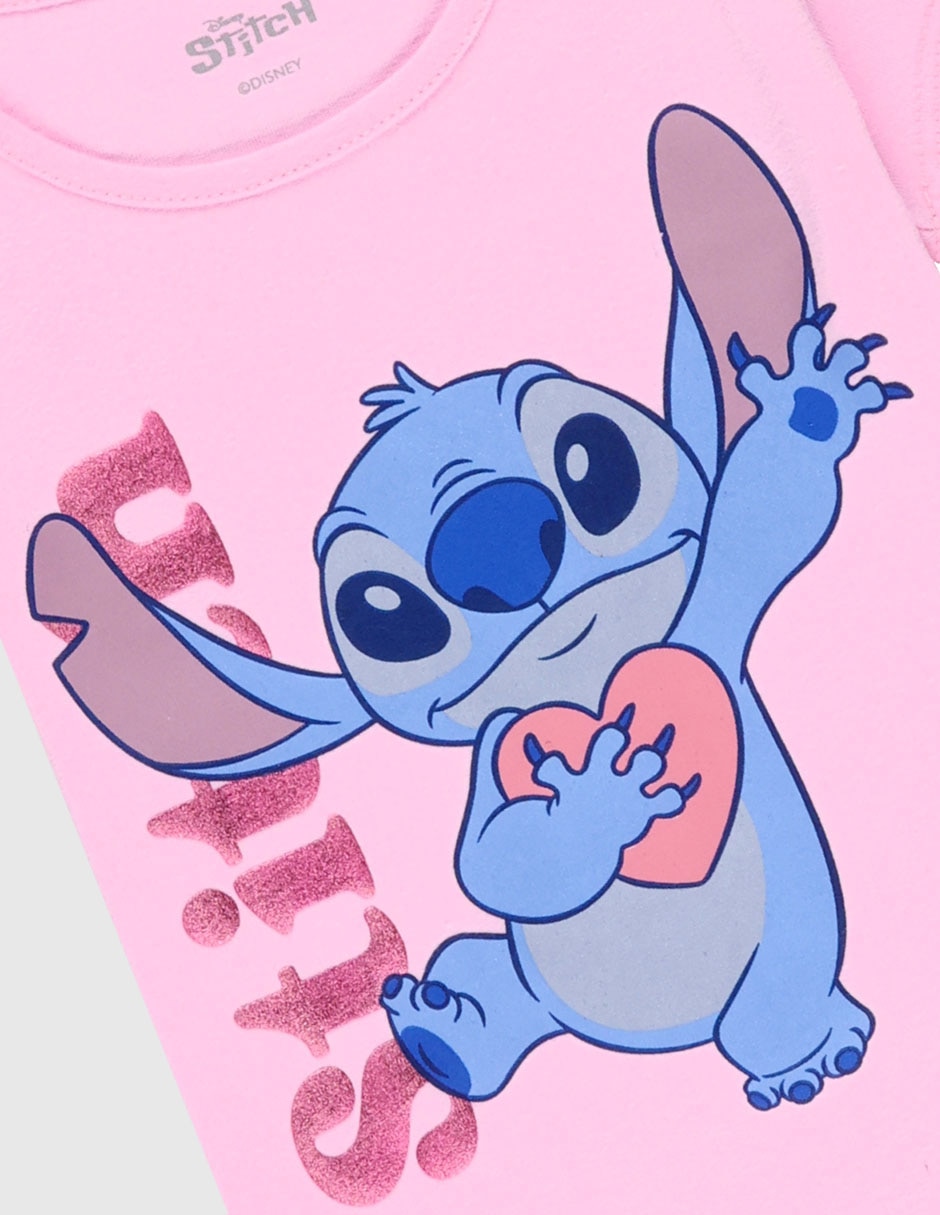 Playera Disney Stitch manga corta para niña