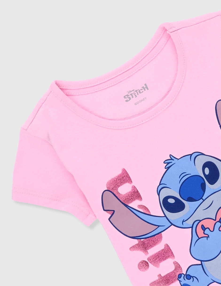 Playera Disney Stitch manga corta para niña