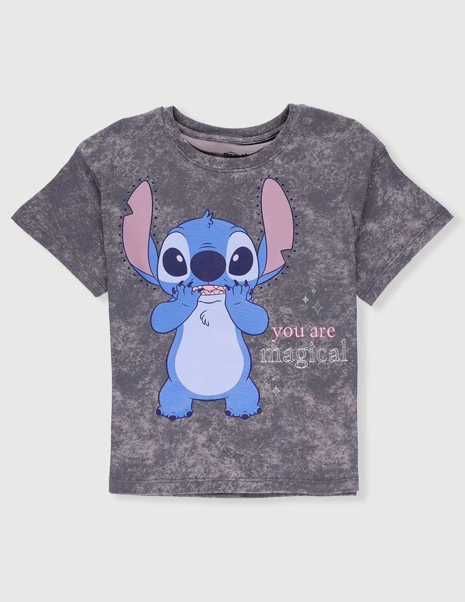 Playera Stitch manga corta para niña
