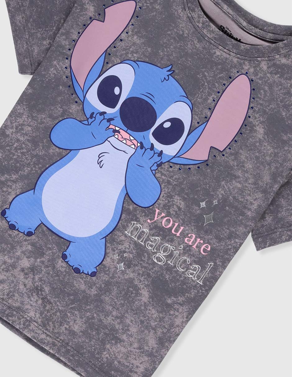 Playera Stitch manga corta para niña