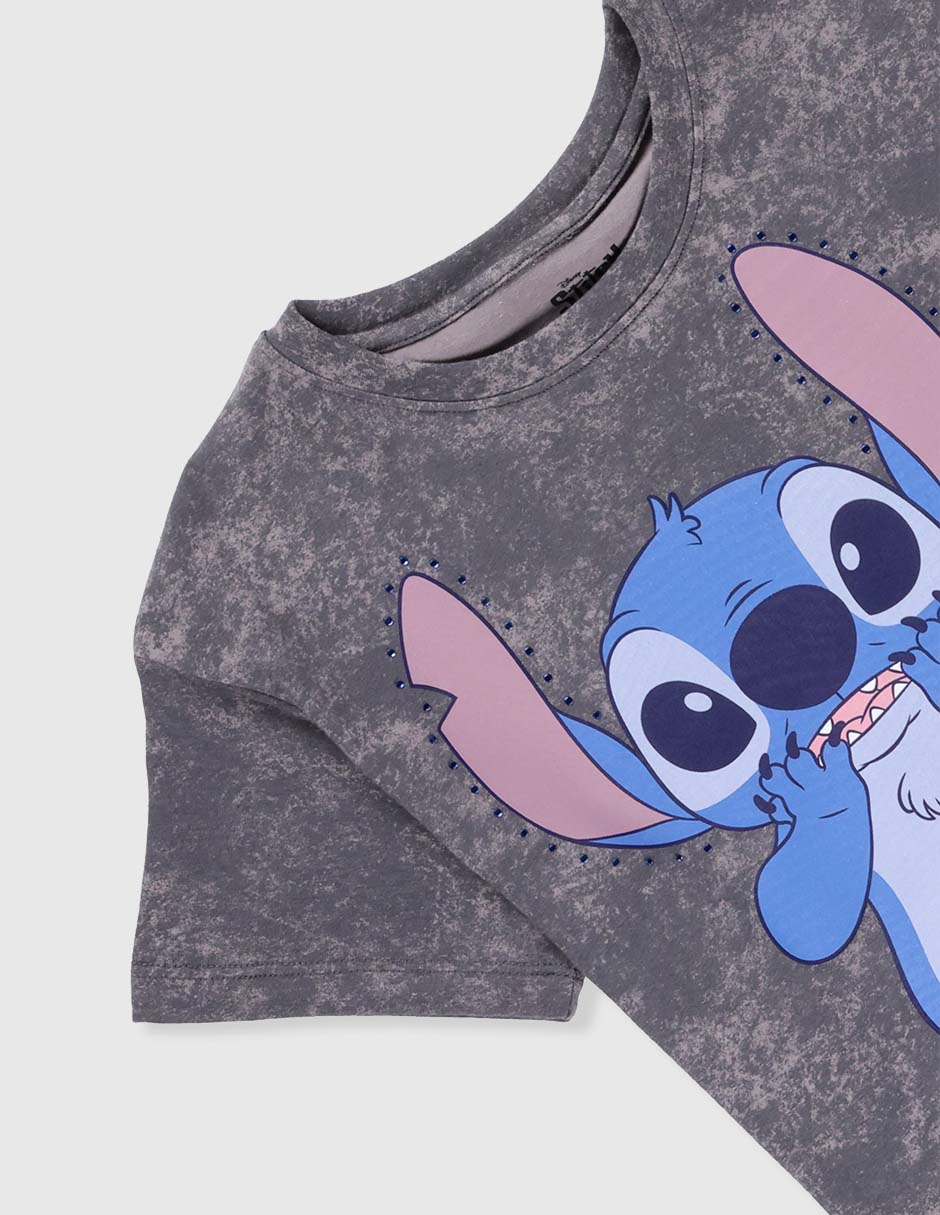 Playera Stitch manga corta para niña