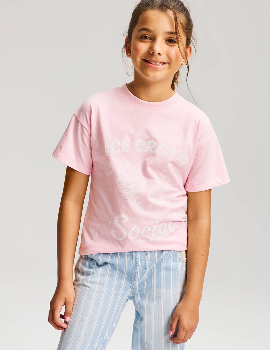 Playera manga regular para niña Playera manga regular para niña