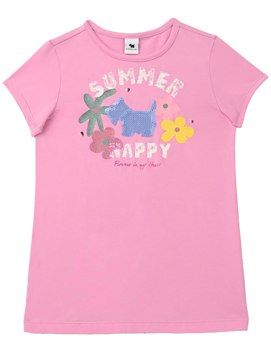 Playera Happy manga corta para niña Playera Happy manga corta para niña