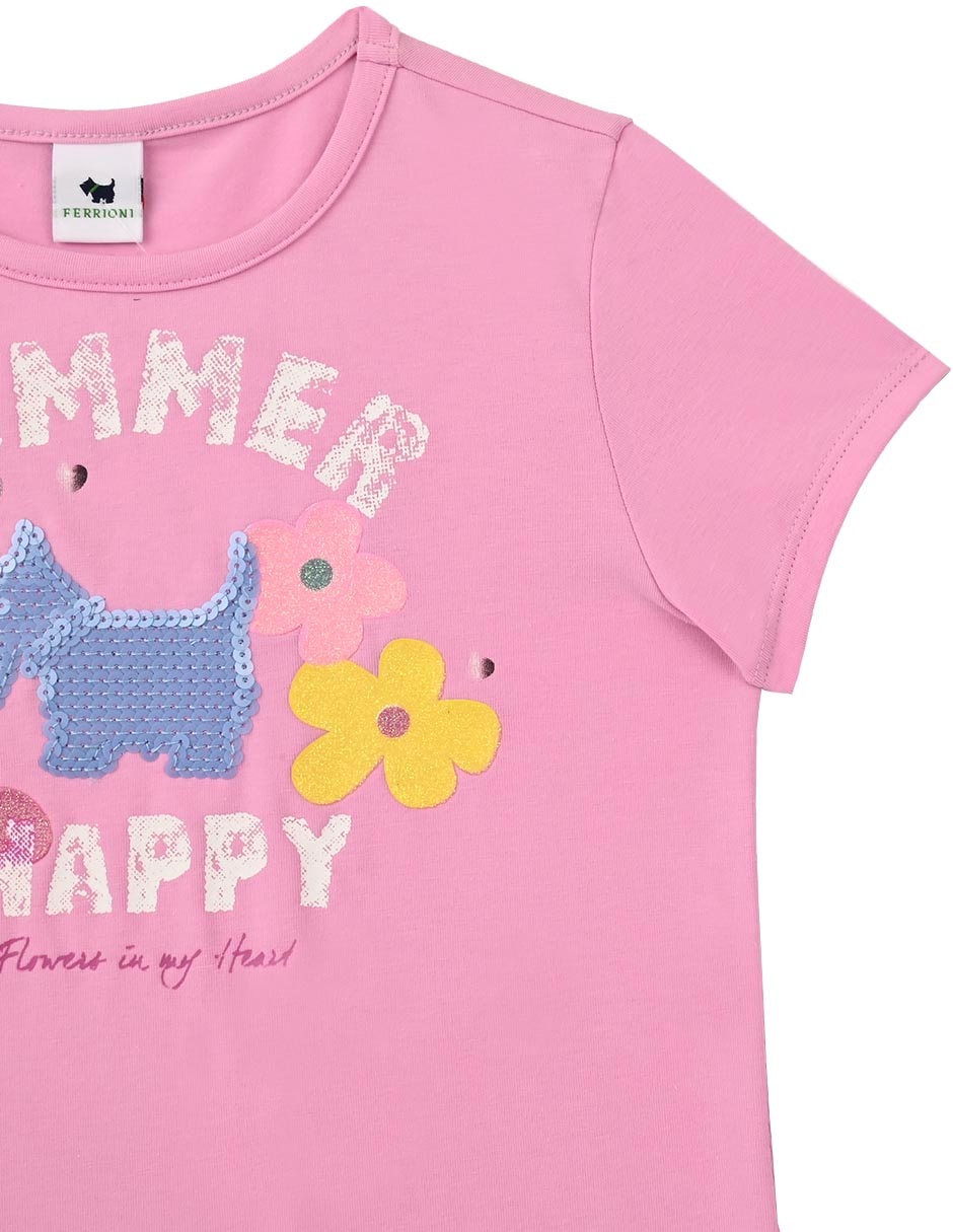 Playera Ferrioni Happy manga corta para niña