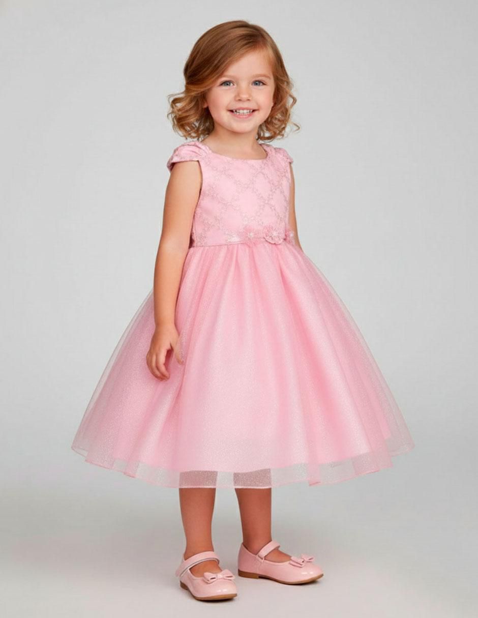 Vestido manga cap para niña