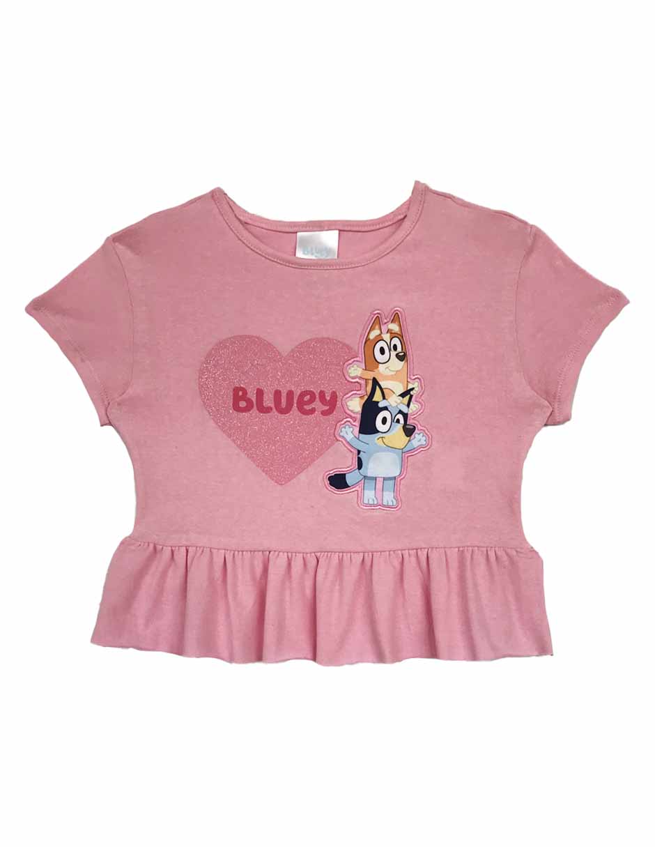 Playera Bluey manga corta para niña
