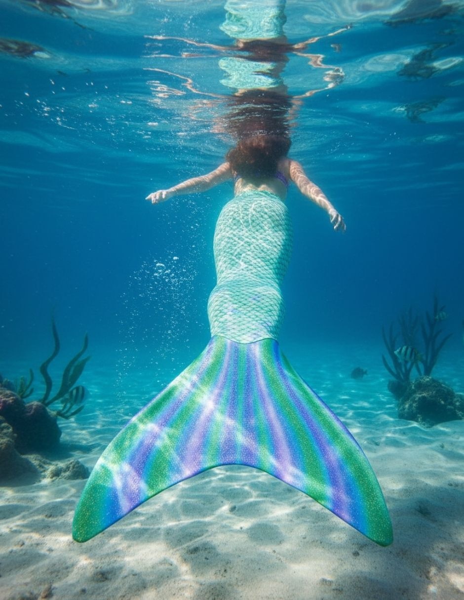 Cola de sirena para nadar Green Scales Sirena para niña 2