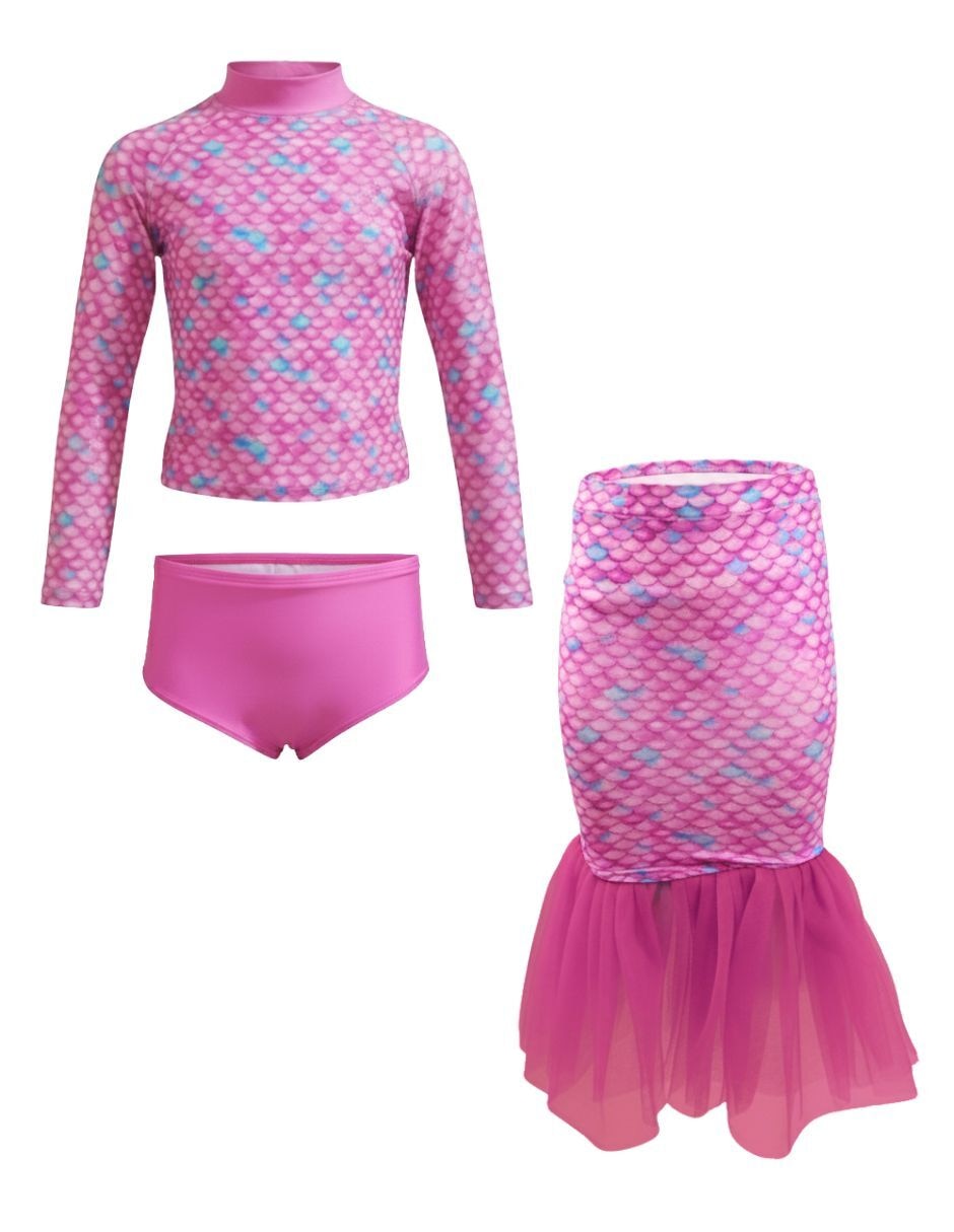 Traje de baño completo Pink Scales Sirena para niña Traje de baño completo Pink Scales Sirena para niña