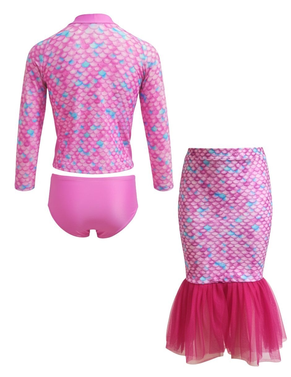 Traje de baño completo Pink Scales Sirena para niña
