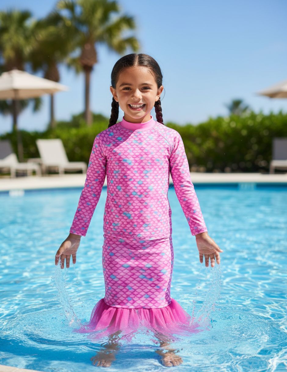 Traje de baño completo Pink Scales Sirena para niña