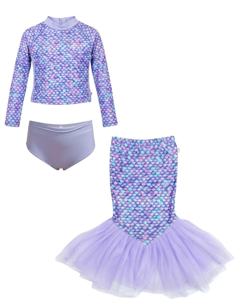 Traje de baño completo Mermaids 123 Purple Scales para niña