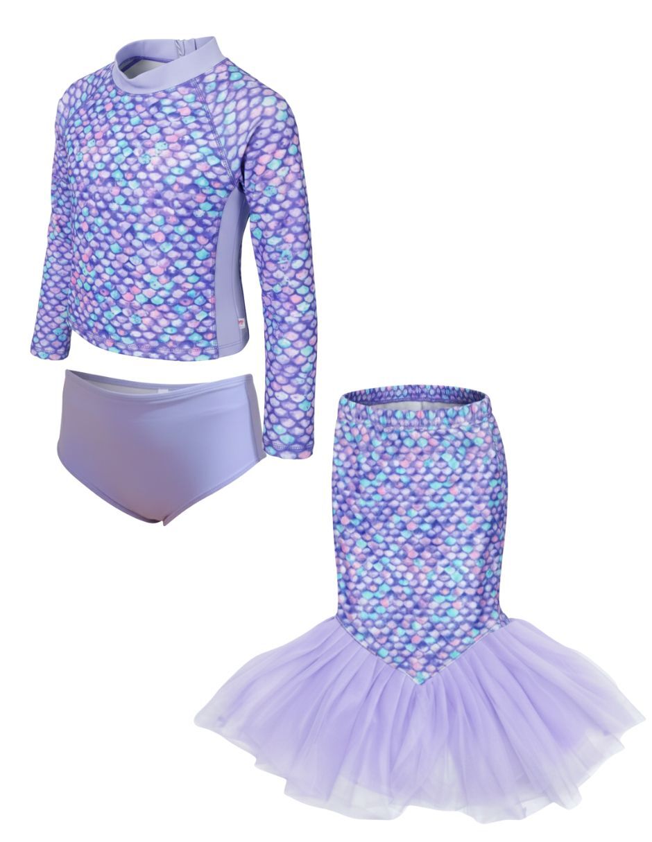 Traje de baño completo Mermaids 123 Purple Scales para niña