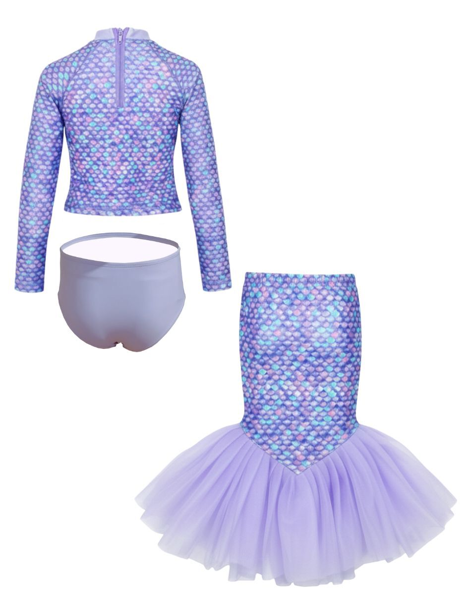 Traje de baño completo Mermaids 123 Purple Scales para niña