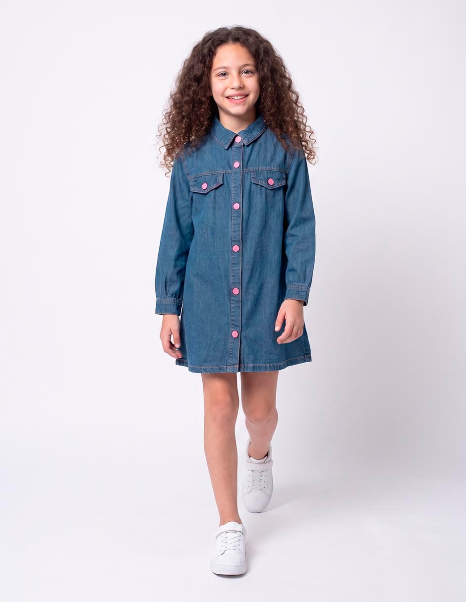 Vestido manga regular para niña