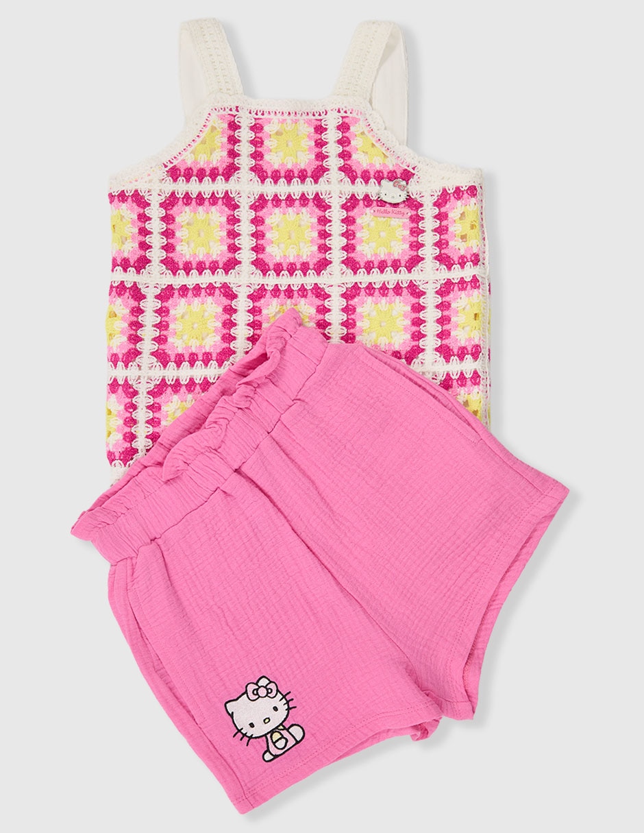 Conjunto casual hello kitty de algodón infantil niña