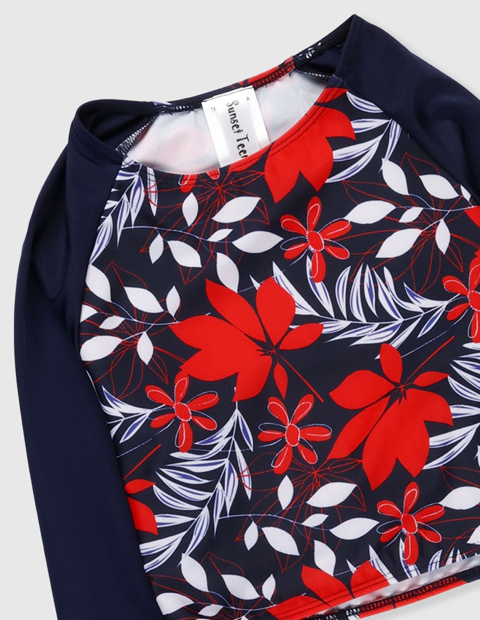 Conjunto wetshirt Sunset T estampado floral para niña