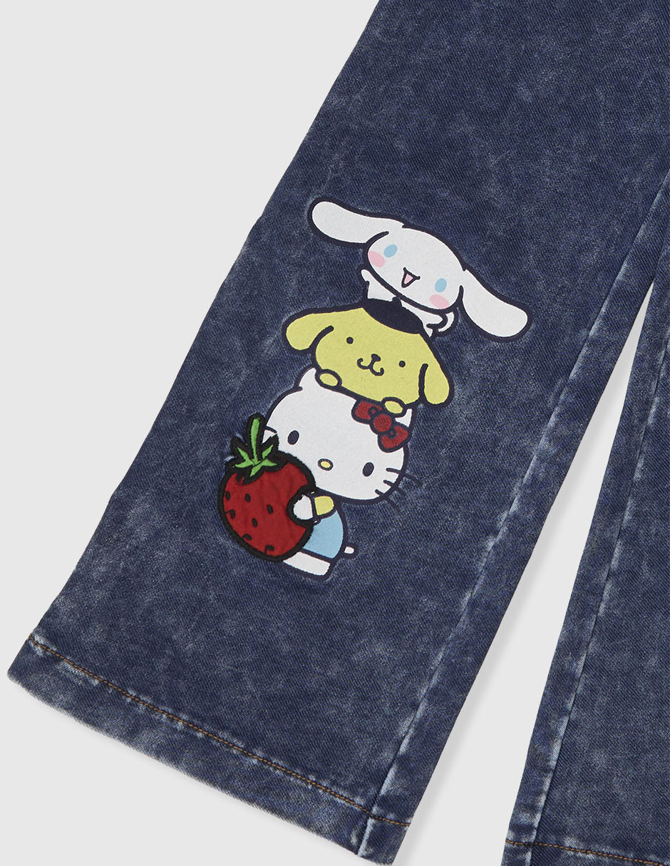 Jeans regular amplio hello kitty deslavado infantil niña 3