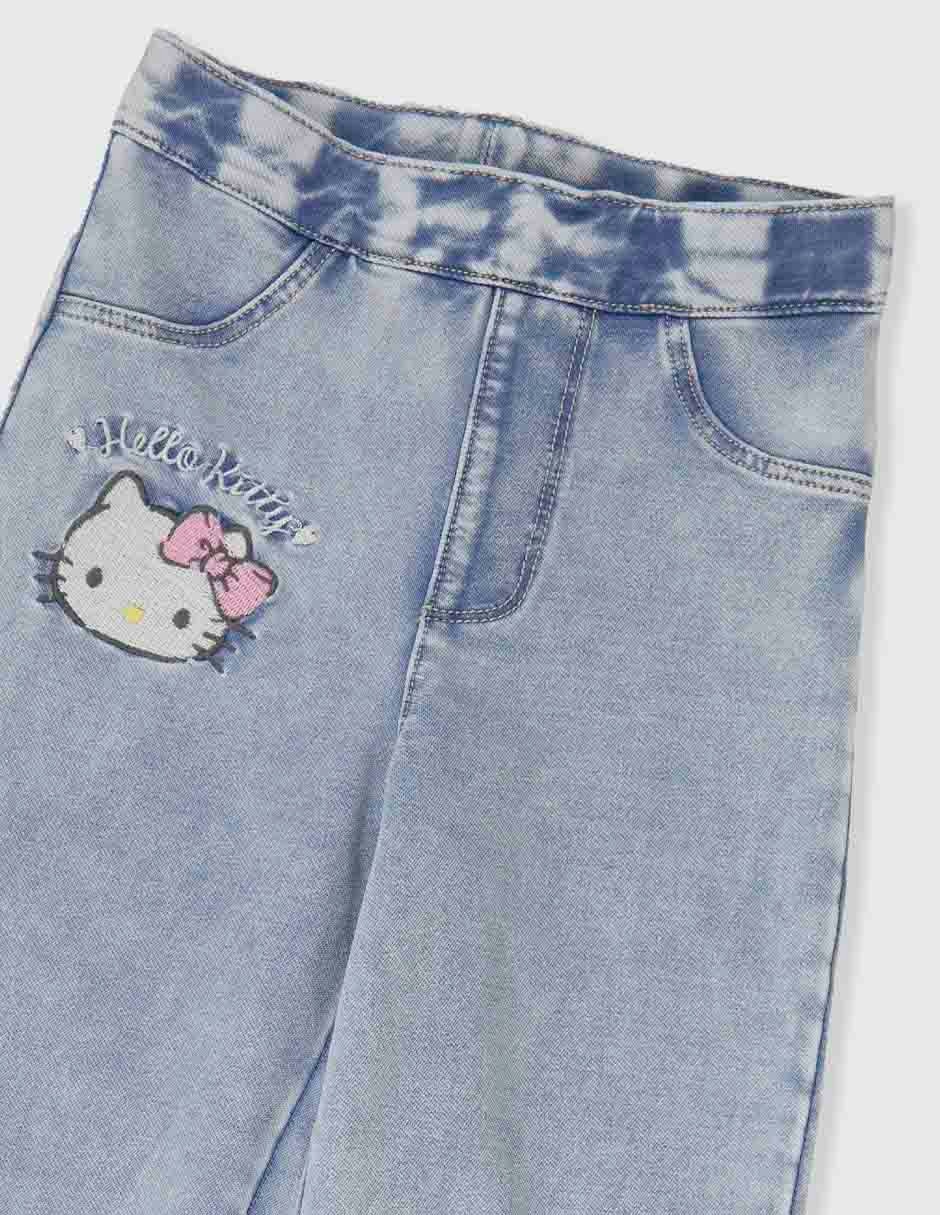 Jeans regular amplio hello kitty lavado claro infantil niña 3