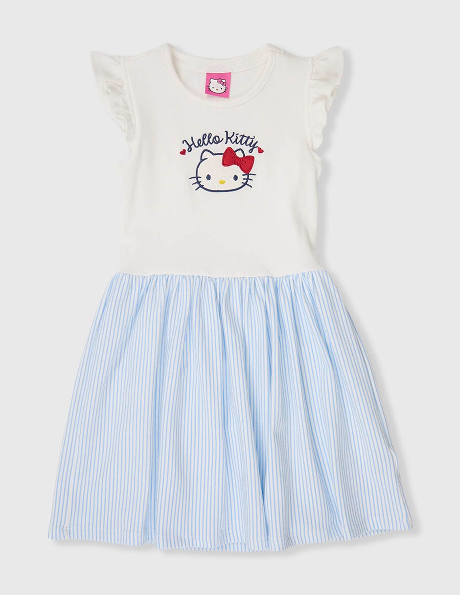 Vestido Hello Kitty Manga Regular Para Infantil Niña