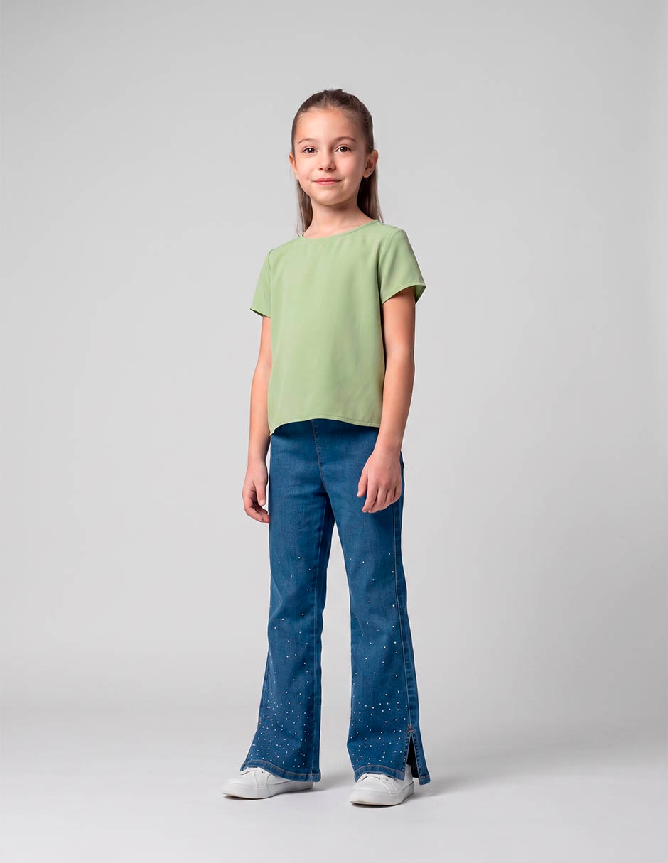 Jeans campana lavado medio para niña 2