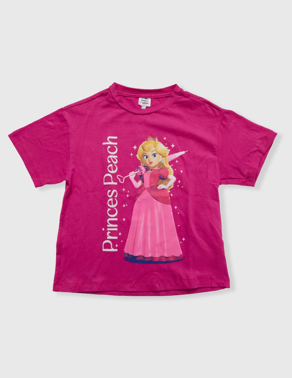 Playera mario bros princesa peach mario bros manga corta infantil niña